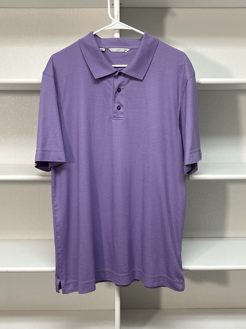 Cutter & Buck Forge Eco Double Stripe Stretch Mens Recycled Polo Large Purple